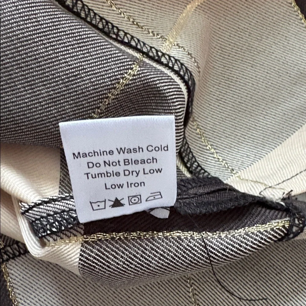 Tuckernuck Mairead Check Plaid Beige and Black 3/4 Sleeve Top - Picture 8 of 10